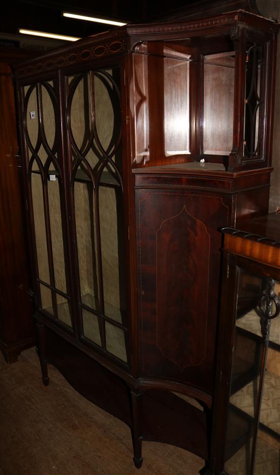 Edwardian inlaid mahogany display cabinet(-)